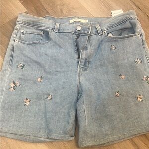 Levi's Light Blue Embroidered Denim Shorts